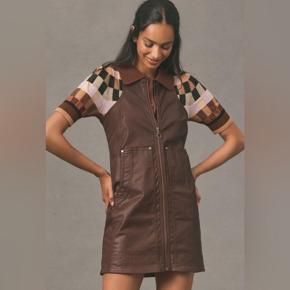 Anthropologie // Pilcro Coated Crewneck mini dress